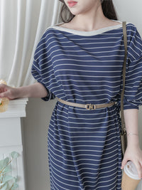 Navy Stripe Dress 法式橫條紋大空間直裙連身裙/ DS1004
