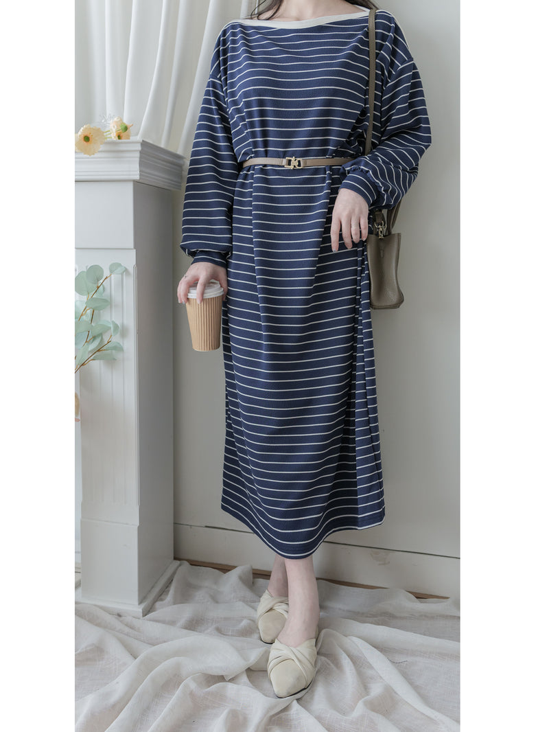 Navy Stripe Dress 法式橫條紋大空間直裙連身裙/ DS1004