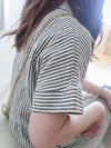 （寬鬆高腰線) Stripe Shirt, Dress 直紋高腰線防皺隨性口袋連身裙/ DS9626