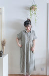 （寬鬆高腰線) Stripe Shirt, Dress 直紋高腰線防皺隨性口袋連身裙/ DS9626
