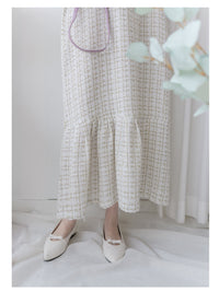 Tweed Vest Dress 十字線棉布寬鬆魚尾吊帶裙/ DS1001 (pre-order white)