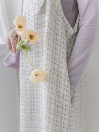 Tweed Vest Dress 十字線棉布寬鬆魚尾吊帶裙/ DS1001 (pre-order white)