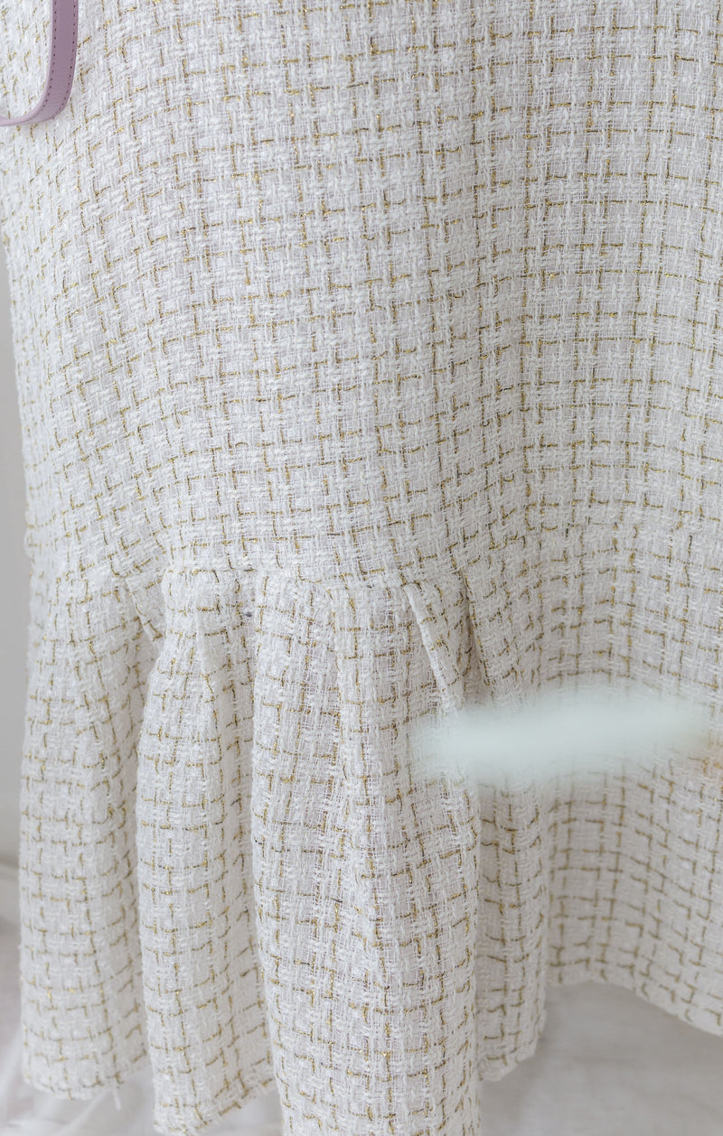 Tweed Vest Dress 十字線棉布寬鬆魚尾吊帶裙/ DS1001 (pre-order white)