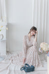 Alice Floral Dress 水彩印花疊V領雪紡層次連身裙/ DS1002 (pre-order white)