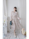 Alice Floral Dress 水彩印花疊V領雪紡層次連身裙/ DS1002 (pre-order white)