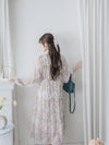 Alice Floral Dress 水彩印花疊V領雪紡層次連身裙/ DS1002 (pre-order white)