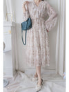Alice Floral Dress 水彩印花疊V領雪紡層次連身裙/ DS1002 (pre-order white)