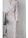 Alice Floral Dress 水彩印花疊V領雪紡層次連身裙/ DS1002 (pre-order white)