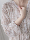 Alice Floral Dress 水彩印花疊V領雪紡層次連身裙/ DS1002 (pre-order white)