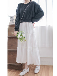 Sweater Elegant OPS 假兩件衛衣X傘裙設計連身裙/ DS1006