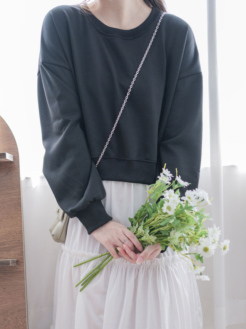 Sweater Elegant OPS 假兩件衛衣X傘裙設計連身裙/ DS1006
