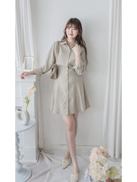 Shirt Dress 修飾線條剪裁修腰A形連身裙/ DS1003