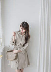 Shirt Dress 修飾線條剪裁修腰A形連身裙/ DS1003