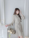 Shirt Dress 修飾線條剪裁修腰A形連身裙/ DS1003