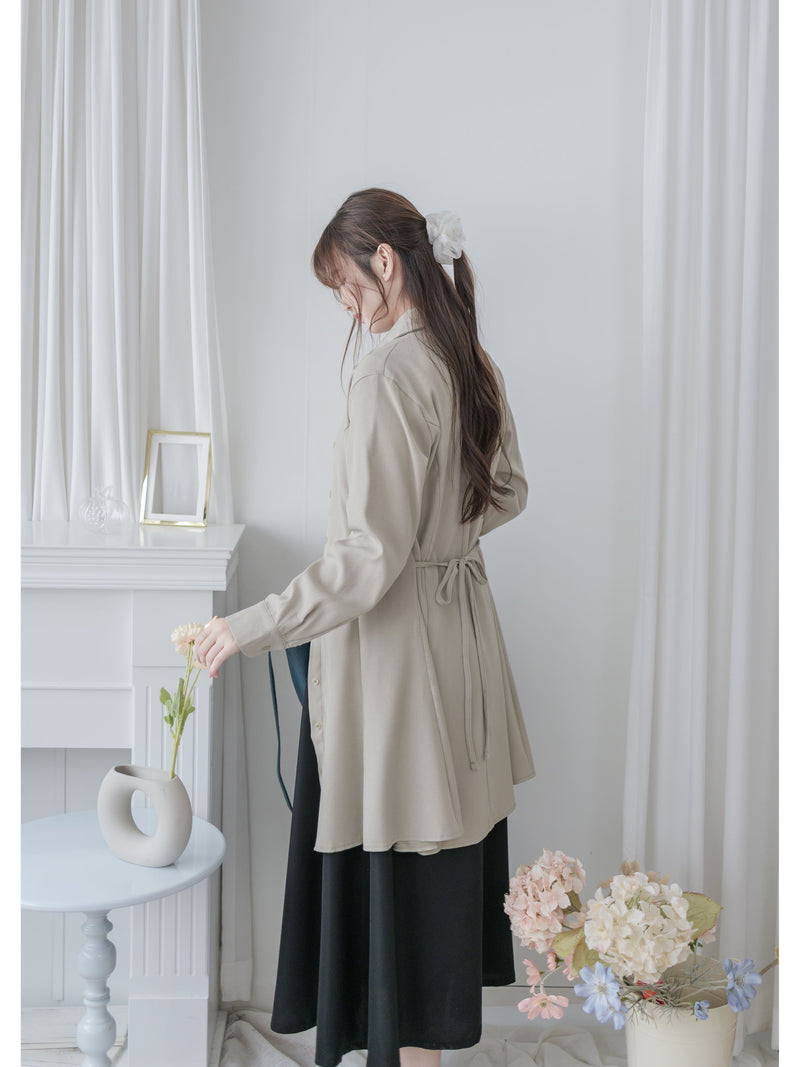 Shirt Dress 修飾線條剪裁修腰A形連身裙/ DS1003