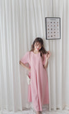 （ V Pleated Dress 裙身顯瘦車褶設計日常連身裙/ DS9631 （black sold out)