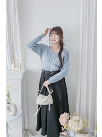 Belt Skirt 簡潔腰帶修腰大A字裙（附送腰帶）/ SK8911