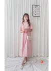 （ V Pleated Dress 裙身顯瘦車褶設計日常連身裙/ DS9631 （black sold out)