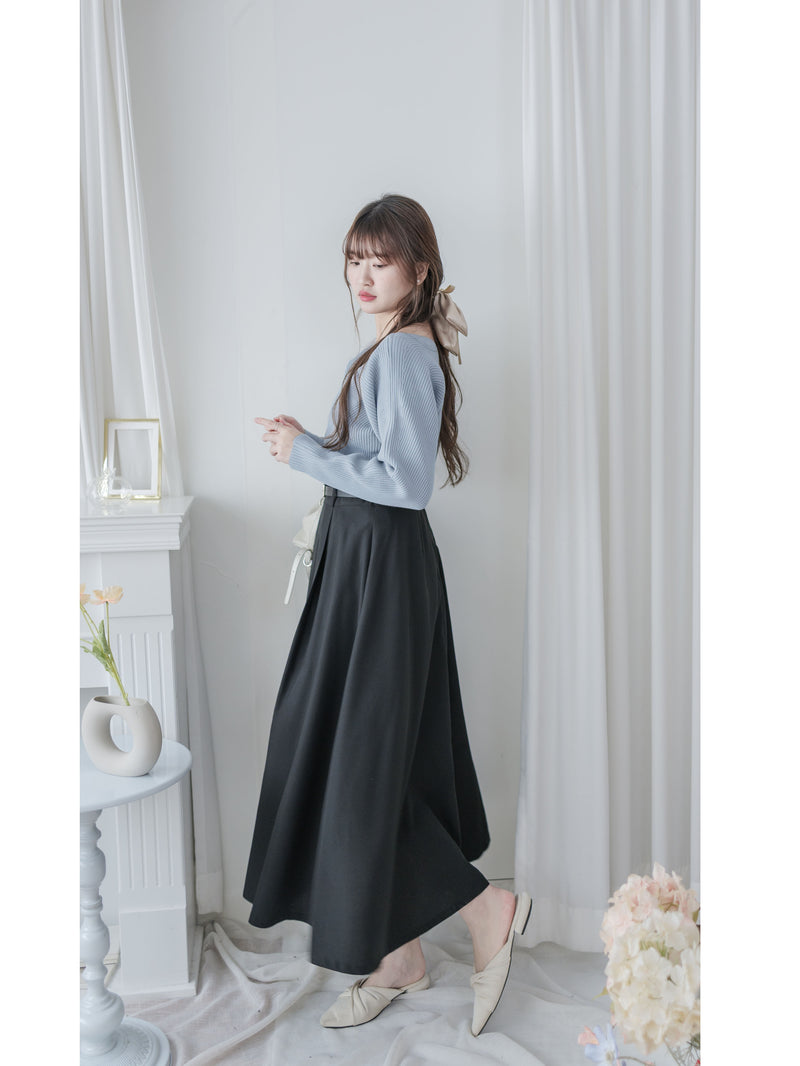 Belt Skirt 簡潔腰帶修腰大A字裙（附送腰帶）/ SK8911
