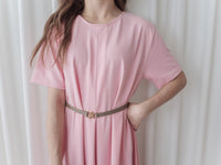 （ V Pleated Dress 裙身顯瘦車褶設計日常連身裙/ DS9631 （black sold out)