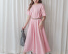 （ V Pleated Dress 裙身顯瘦車褶設計日常連身裙/ DS9631 （black sold out)