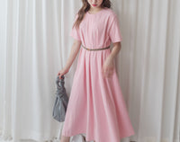（ V Pleated Dress 裙身顯瘦車褶設計日常連身裙/ DS9631 （black sold out)