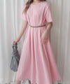 （ V Pleated Dress 裙身顯瘦車褶設計日常連身裙/ DS9631 （black sold out)