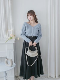 Belt Skirt 簡潔腰帶修腰大A字裙（附送腰帶）/ SK8911
