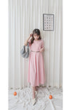 （ V Pleated Dress 裙身顯瘦車褶設計日常連身裙/ DS9631 （black sold out)