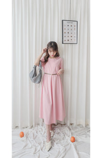 （ V Pleated Dress 裙身顯瘦車褶設計日常連身裙/ DS9631 （black sold out)
