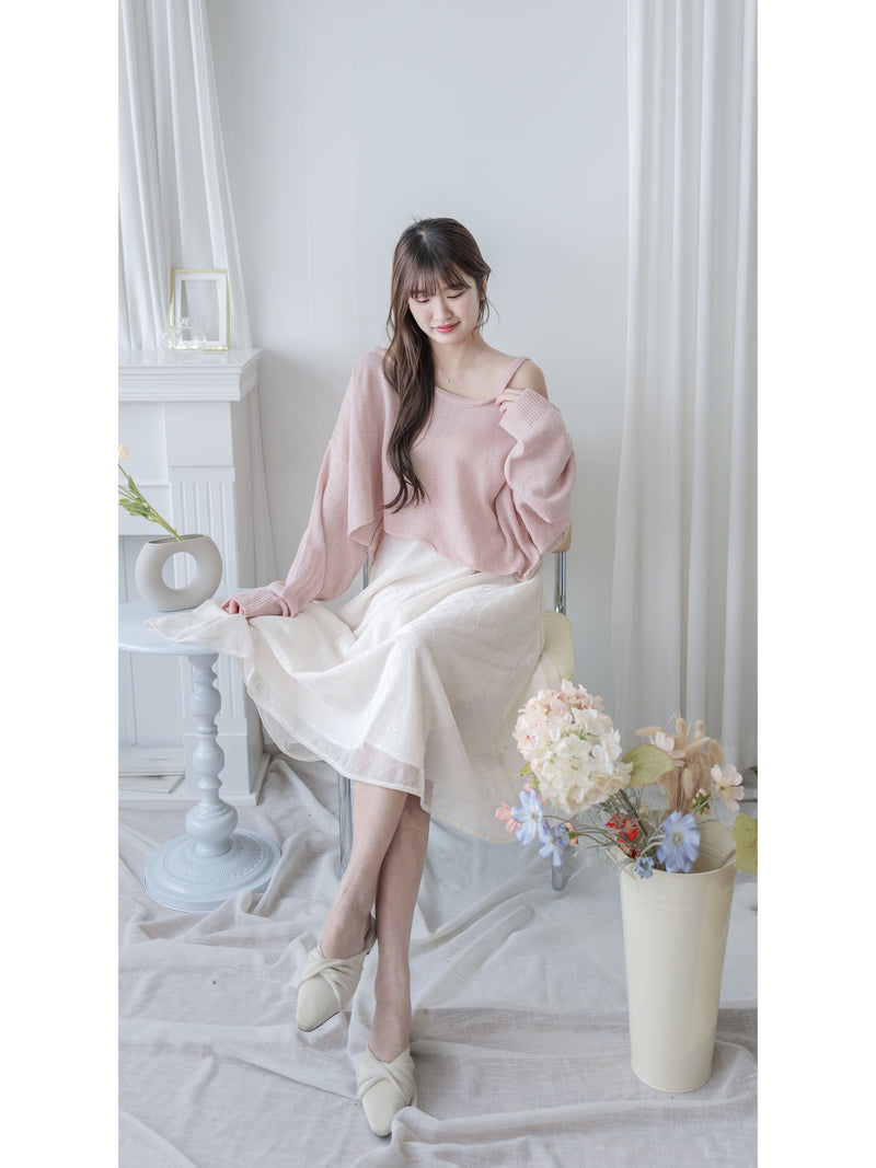 Crop Knit Top 短版斜肩設計吊帶針織/ TP9194