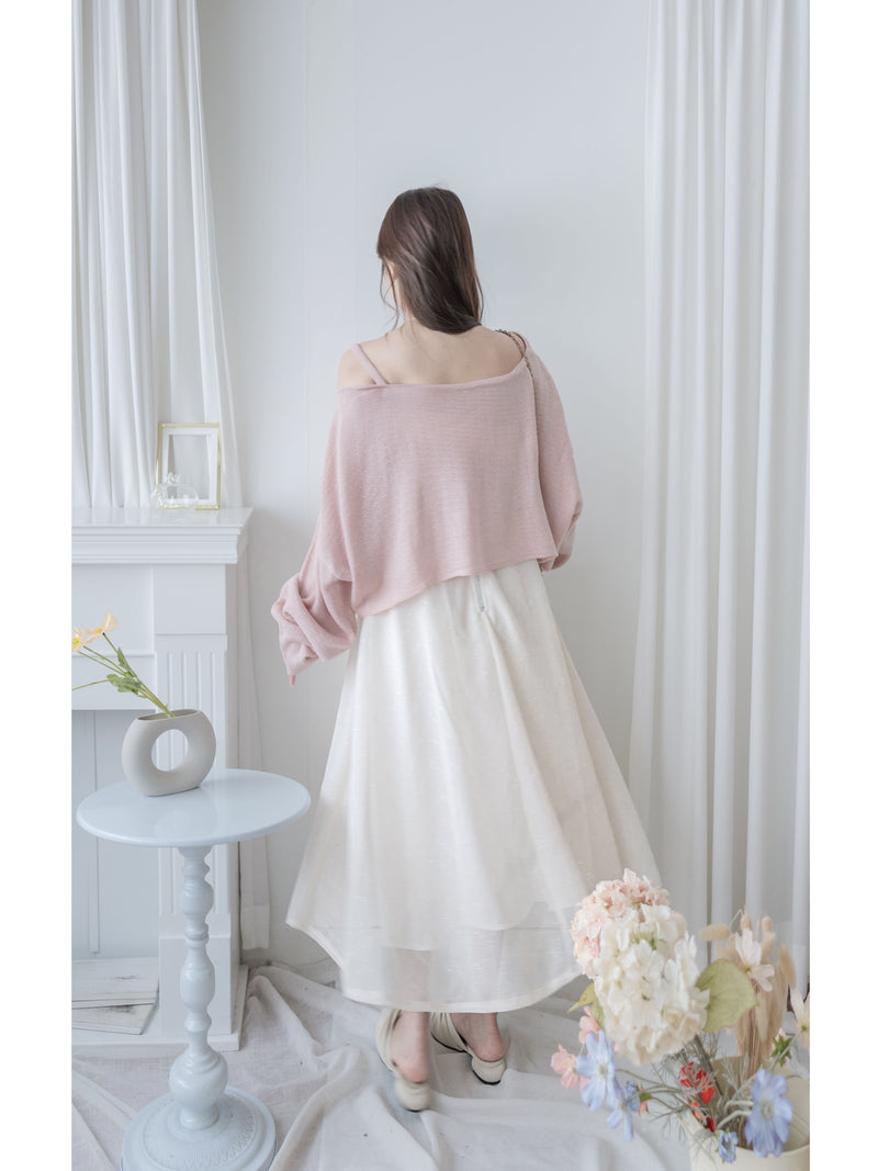 Crop Knit Top 短版斜肩設計吊帶針織/ TP9194