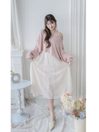 Crop Knit Top 短版斜肩設計吊帶針織/ TP9194