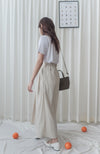 (百搭特別款) Ivory Skirt 簡潔裙形交疊設計口袋半裙/ SK8840