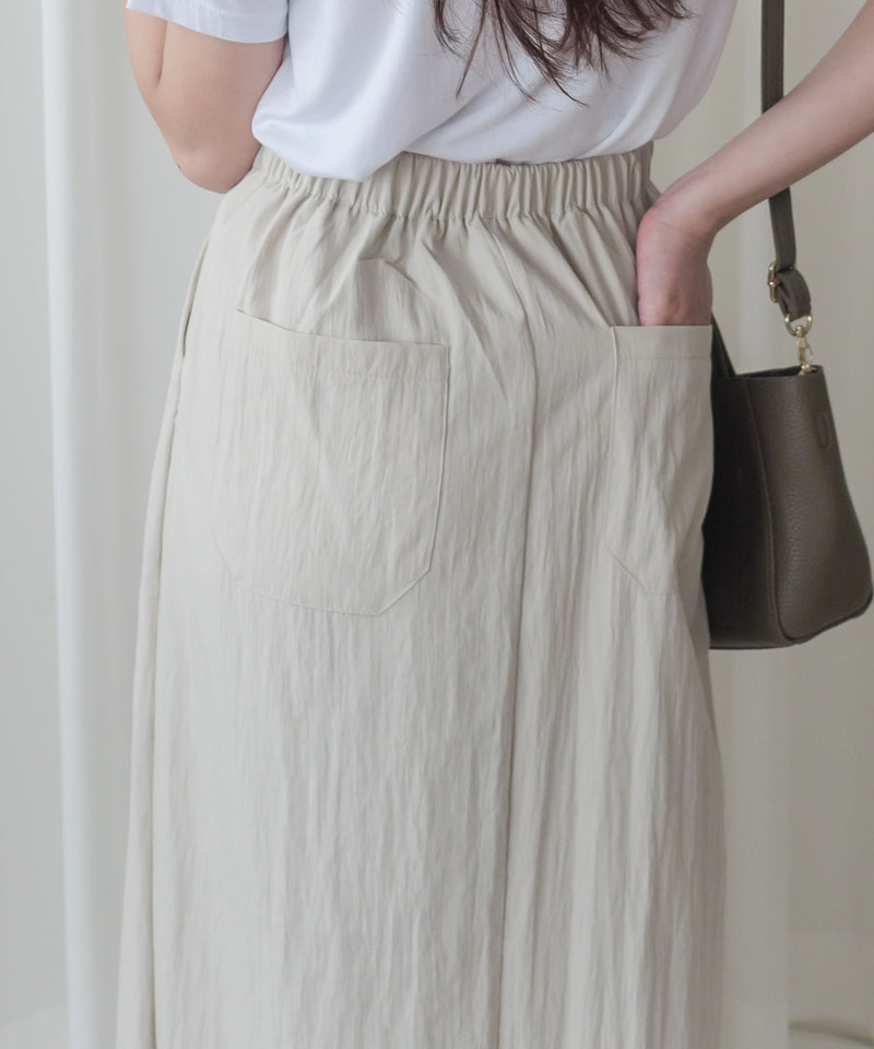 (百搭特別款) Ivory Skirt 簡潔裙形交疊設計口袋半裙/ SK8840