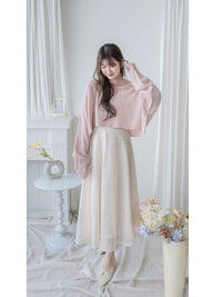 Crop Knit Top 短版斜肩設計吊帶針織/ TP9194