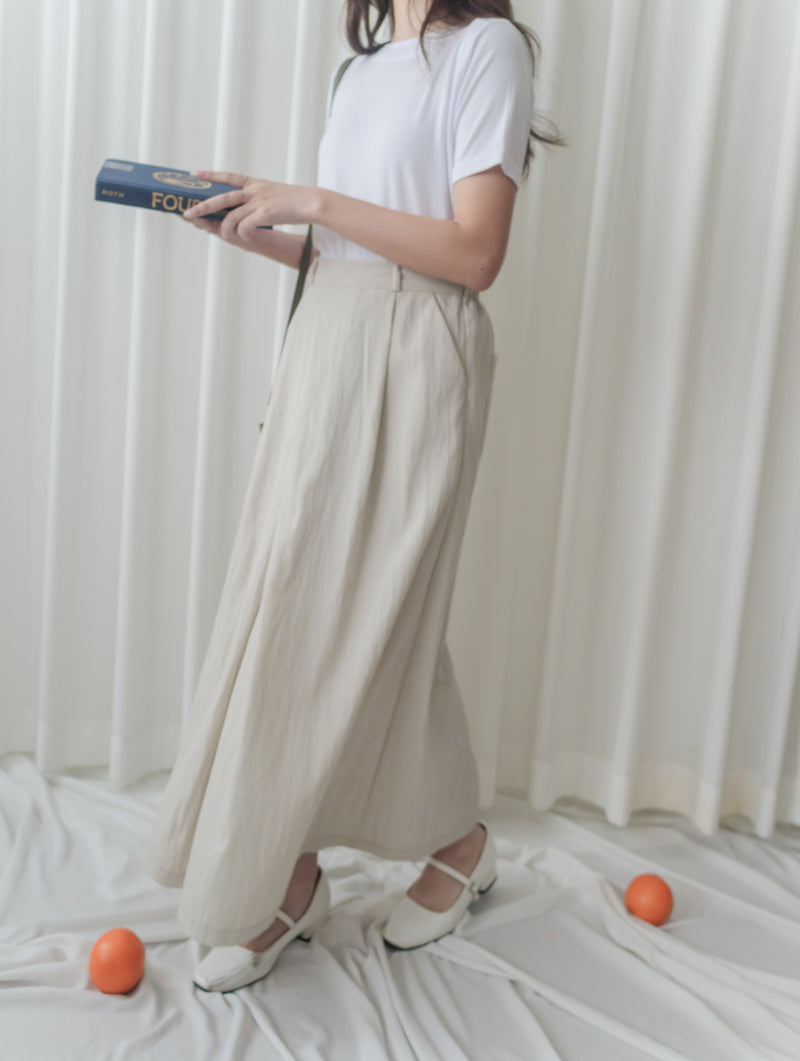 (百搭特別款) Ivory Skirt 簡潔裙形交疊設計口袋半裙/ SK8840