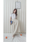 (百搭特別款) Ivory Skirt 簡潔裙形交疊設計口袋半裙/ SK8840