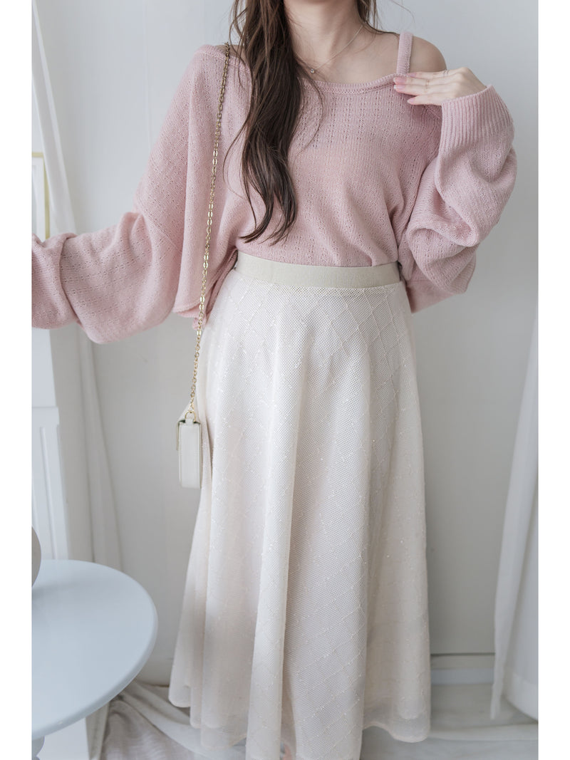 Crop Knit Top 短版斜肩設計吊帶針織/ TP9194