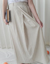 (百搭特別款) Ivory Skirt 簡潔裙形交疊設計口袋半裙/ SK8840