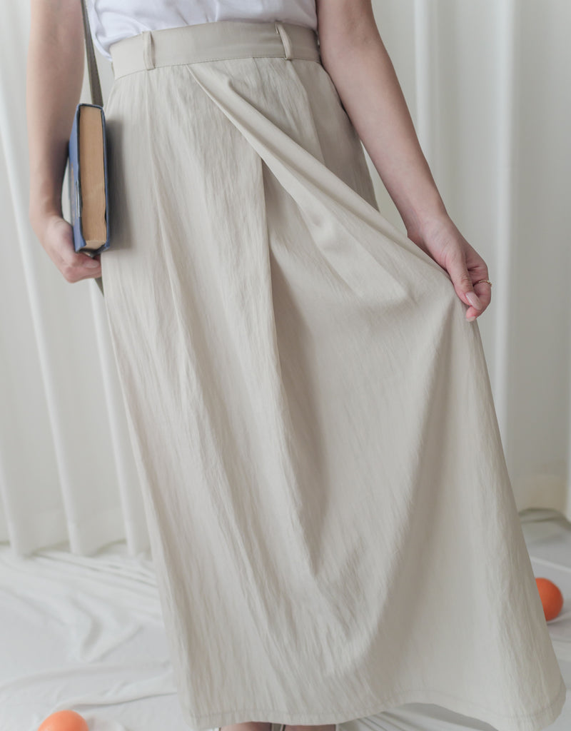 (百搭特別款) Ivory Skirt 簡潔裙形交疊設計口袋半裙/ SK8840