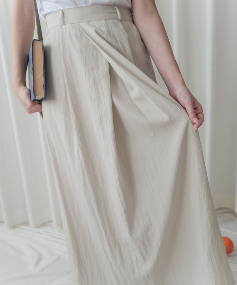 (百搭特別款) Ivory Skirt 簡潔裙形交疊設計口袋半裙/ SK8840