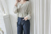 Ruffle Collar Blouse 微光澤顯鎖骨方領修腰上衣/ BU9121