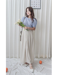 (百搭特別款) Ivory Skirt 簡潔裙形交疊設計口袋半裙/ SK8840