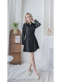 Shirt Dress 修飾線條剪裁修腰A形連身裙/ DS1003