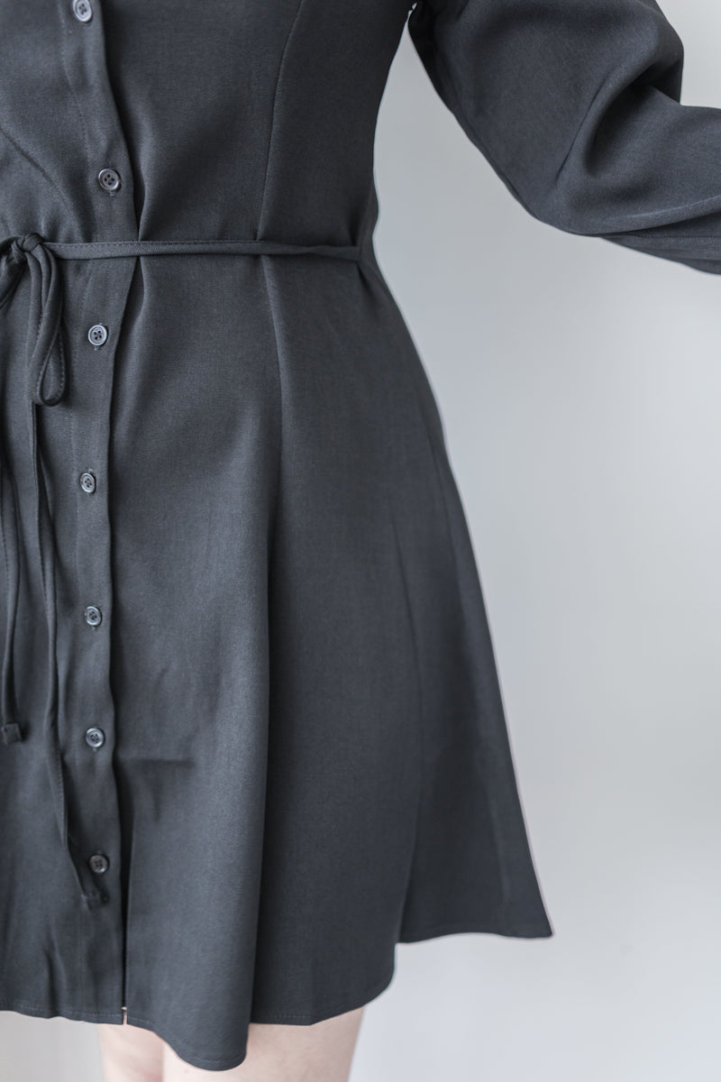 Shirt Dress 修飾線條剪裁修腰A形連身裙/ DS1003