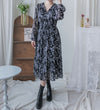 Alice Floral Dress 水彩印花疊V領雪紡層次連身裙/ DS1002 (pre-order white)