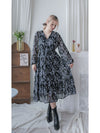 Alice Floral Dress 水彩印花疊V領雪紡層次連身裙/ DS1002 (pre-order white)