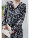 Alice Floral Dress 水彩印花疊V領雪紡層次連身裙/ DS1002 (pre-order white)