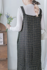 Tweed Vest Dress 十字線棉布寬鬆魚尾吊帶裙/ DS1001 (pre-order white)